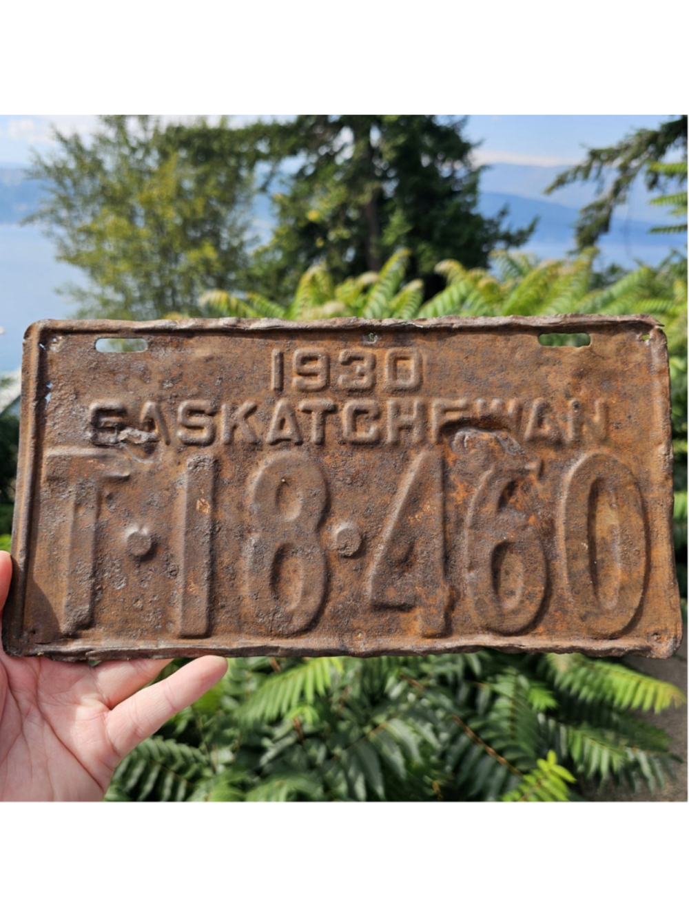 1930 Saskatchewan License TRUCK Plate T 18 460 Vintage Canadian Farm Find Rusty